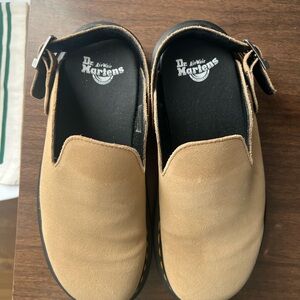 Dr. Martens Beige Buckle Slip-Ons